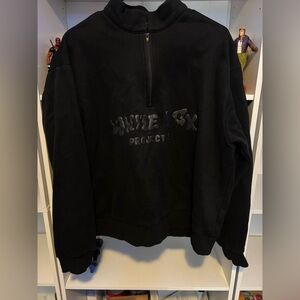 Black white fox quarter zip sweater
